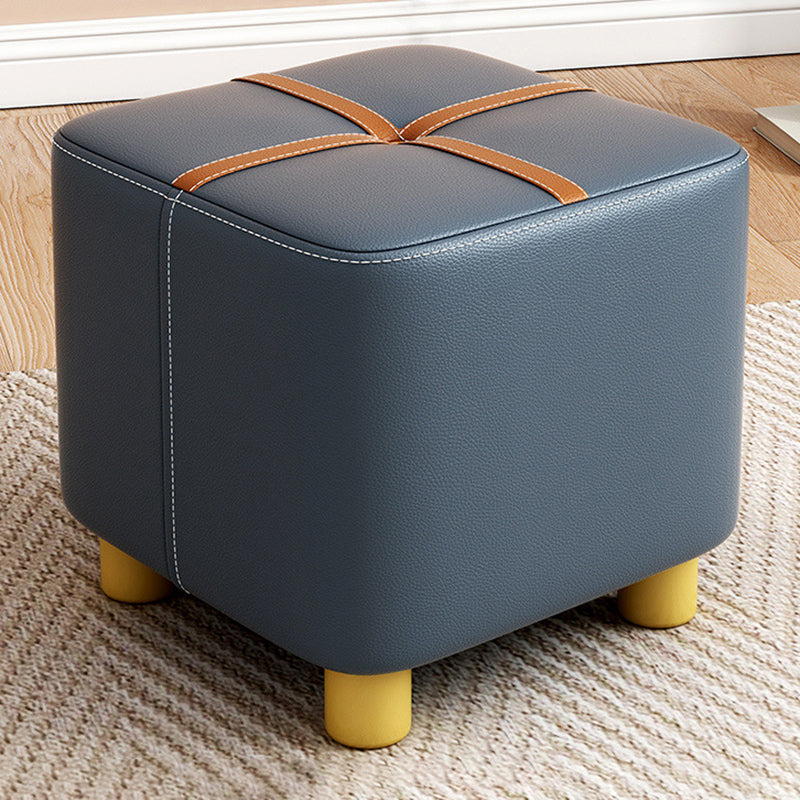 Fabric Pouf Ottoman Contrast Stripe Square Stain Resistant Modern Ottoman