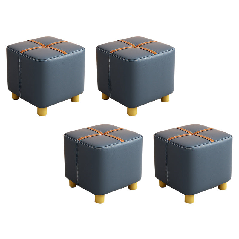 Fabric Pouf Ottoman Contrast Stripe Square Stain Resistant Modern Ottoman