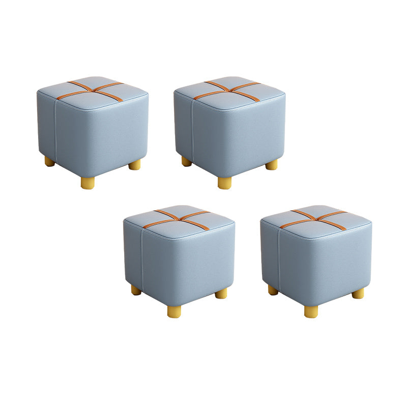 Fabric Pouf Ottoman Contrast Stripe Square Stain Resistant Modern Ottoman