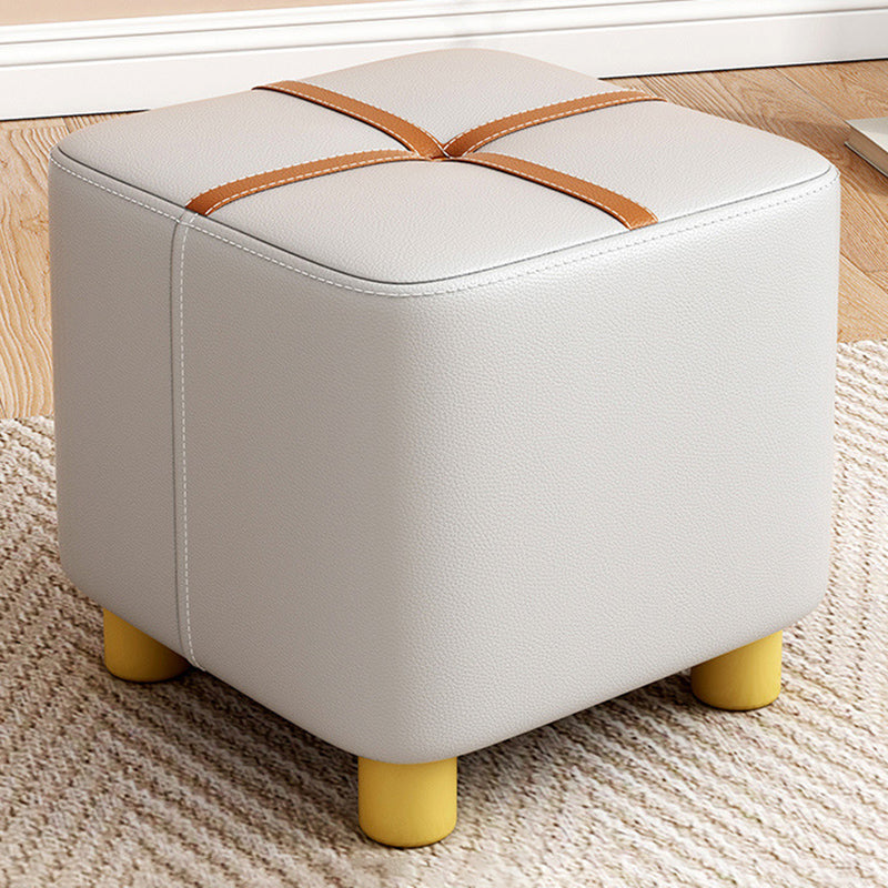 Fabric Pouf Ottoman Contrast Stripe Square Stain Resistant Modern Ottoman