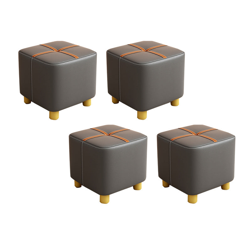 Fabric Pouf Ottoman Contrast Stripe Square Stain Resistant Modern Ottoman