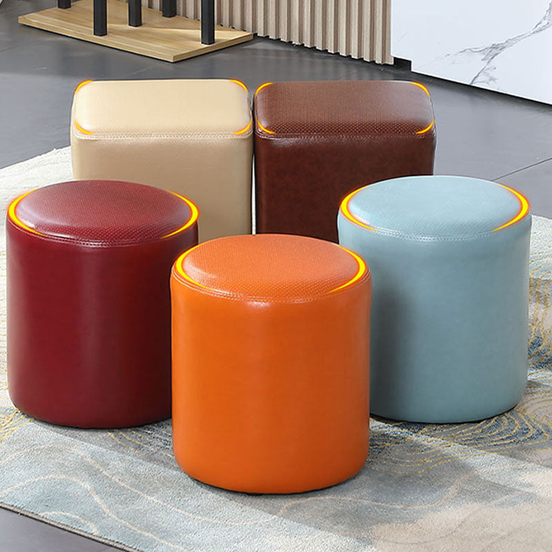 Orange Modern Pouf Water Resistant Solid Color Round Pouf for Drawing Room