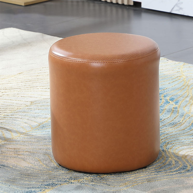 Orange Modern Pouf Water Resistant Solid Color Round Pouf for Drawing Room