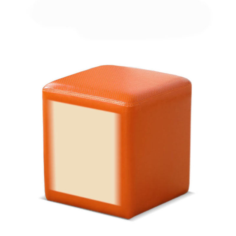 Orange Modern Pouf Water Resistant Solid Color Round Pouf for Drawing Room
