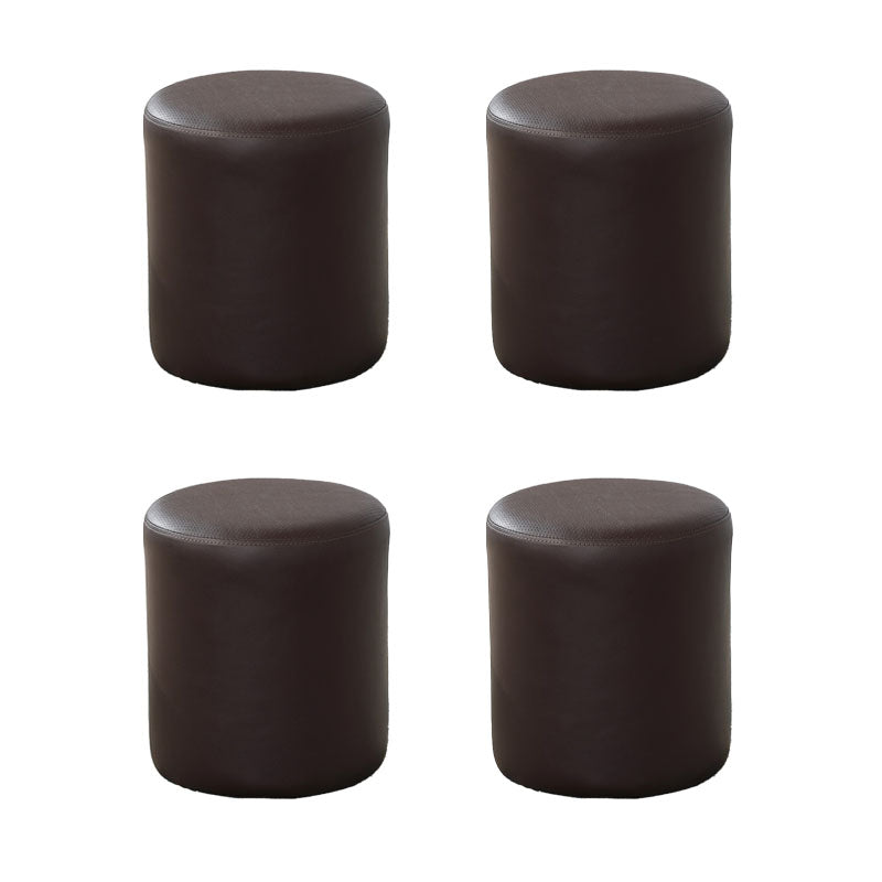 Orange Modern Pouf Water Resistant Solid Color Round Pouf for Drawing Room