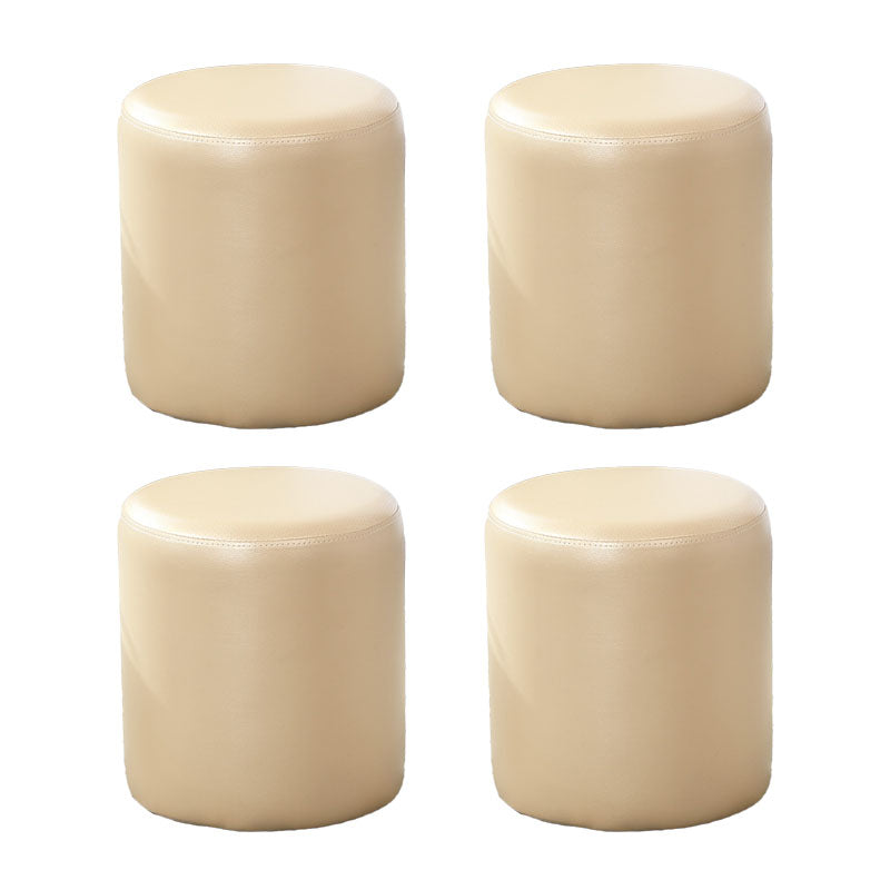 Orange Modern Pouf Water Resistant Solid Color Round Pouf for Drawing Room