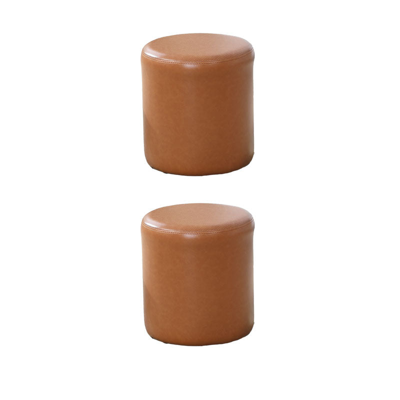 Orange Modern Pouf Water Resistant Solid Color Round Pouf for Drawing Room