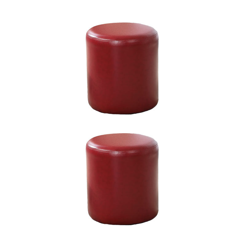 Orange Modern Pouf Water Resistant Solid Color Round Pouf for Drawing Room