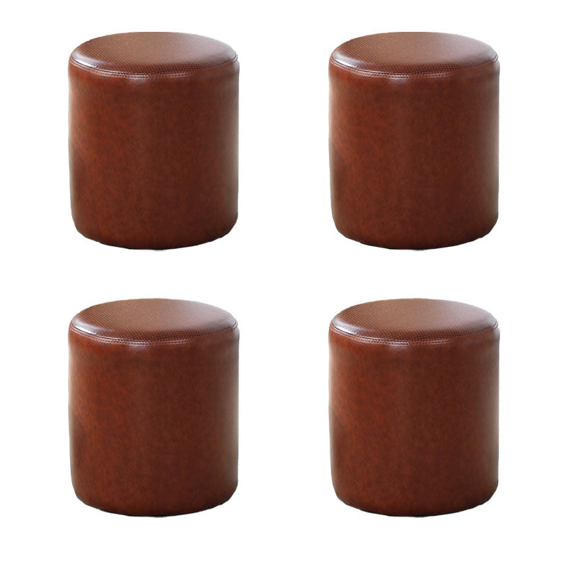 Orange Modern Pouf Water Resistant Solid Color Round Pouf for Drawing Room