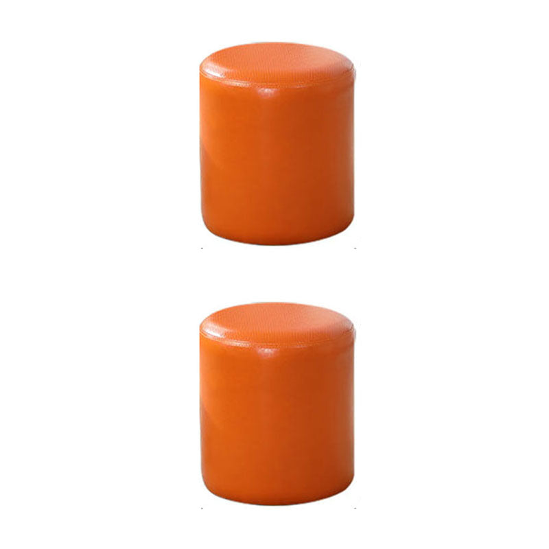 Orange Modern Pouf Water Resistant Solid Color Round Pouf for Drawing Room