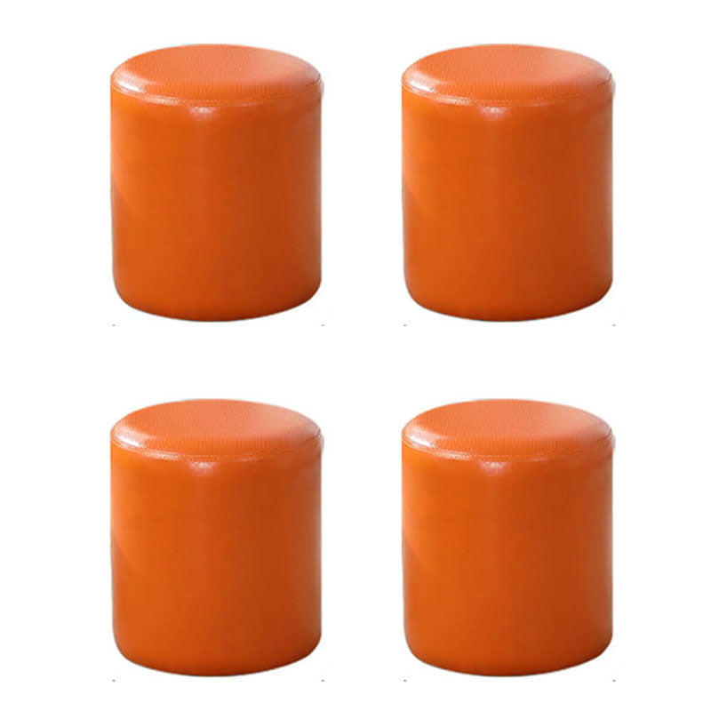 Orange Modern Pouf Water Resistant Solid Color Round Pouf for Drawing Room