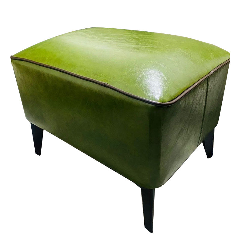 Mid-Century Modern Pouf Ottoman Faux Leather Upholstered Rectangle Ottoman with Chair Legs