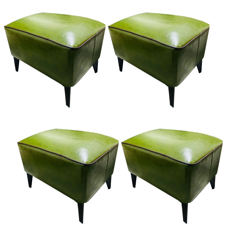 Mid-Century Modern Pouf Ottoman Faux Leather Upholstered Rectangle Ottoman with Chair Legs