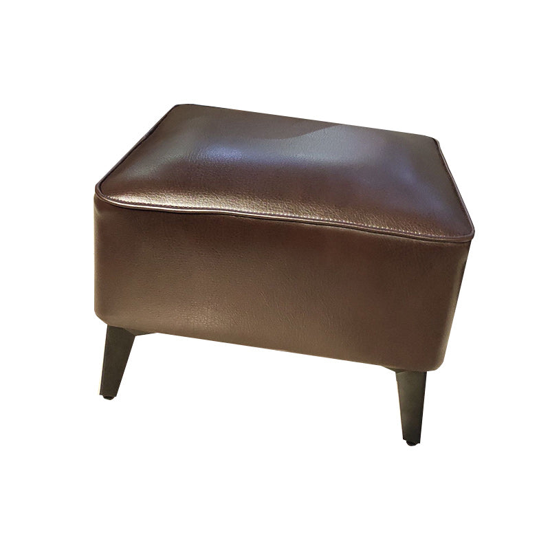 Mid-Century Modern Pouf Ottoman Faux Leather Upholstered Rectangle Ottoman with Chair Legs