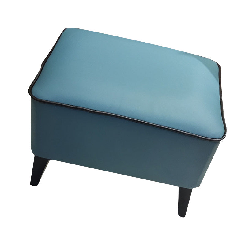 Mid-Century Modern Pouf Ottoman Faux Leather Upholstered Rectangle Ottoman with Chair Legs