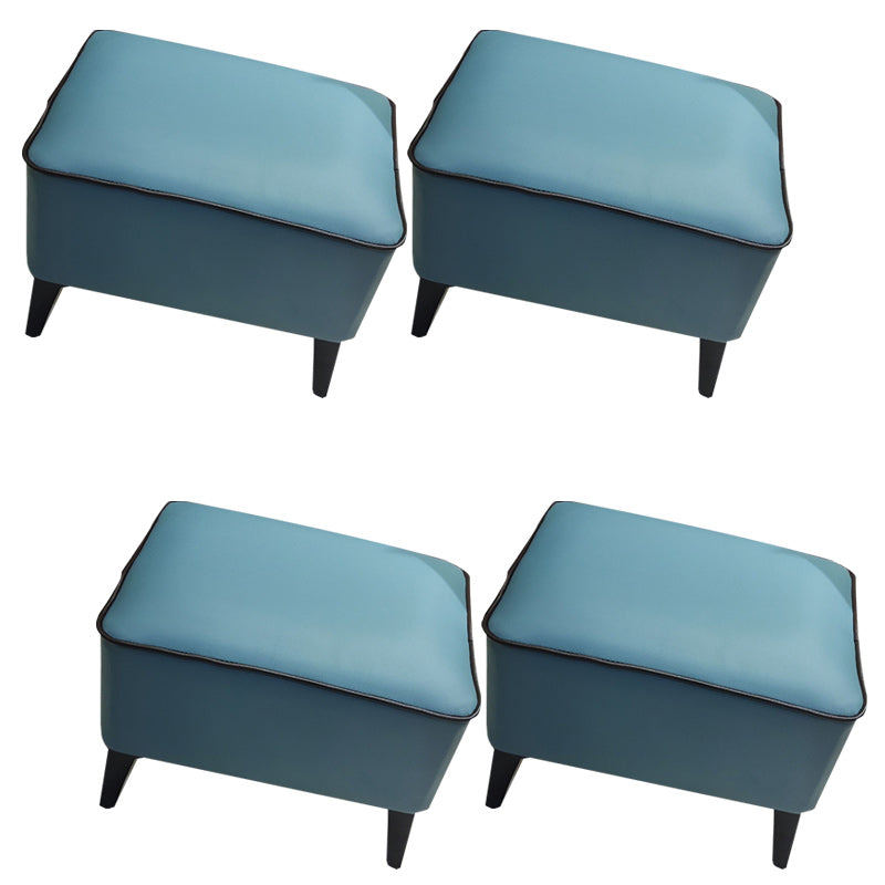 Mid-Century Modern Pouf Ottoman Faux Leather Upholstered Rectangle Ottoman with Chair Legs