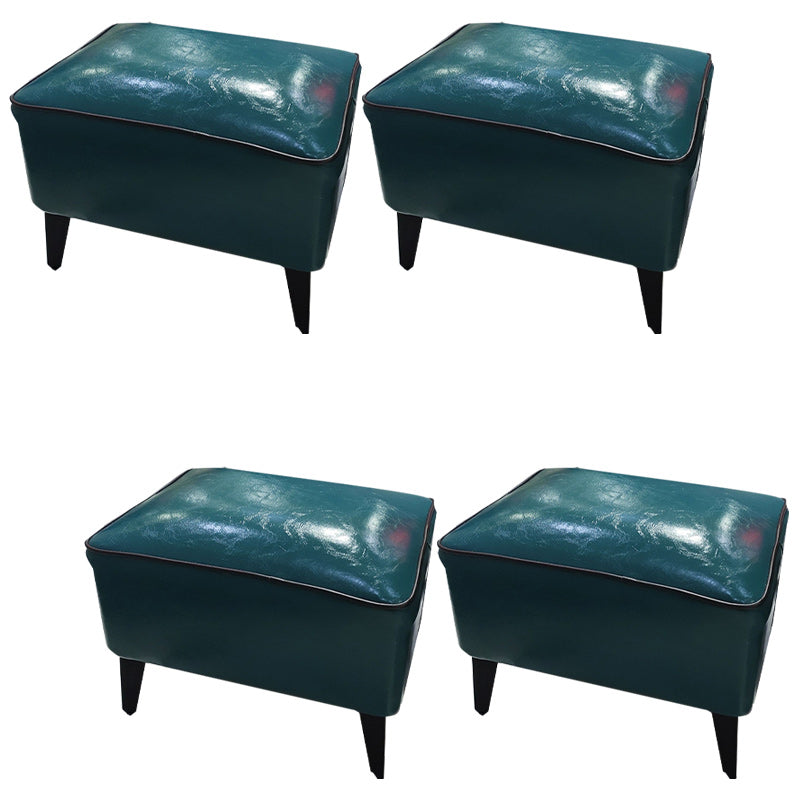Mid-Century Modern Pouf Ottoman Faux Leather Upholstered Rectangle Ottoman with Chair Legs