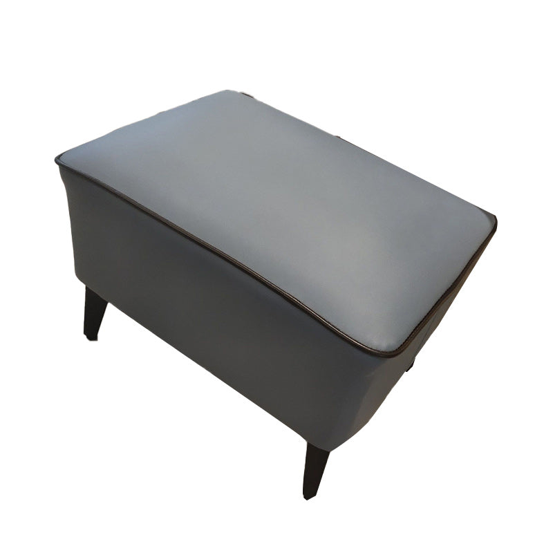 Mid-Century Modern Pouf Ottoman Faux Leather Upholstered Rectangle Ottoman with Chair Legs
