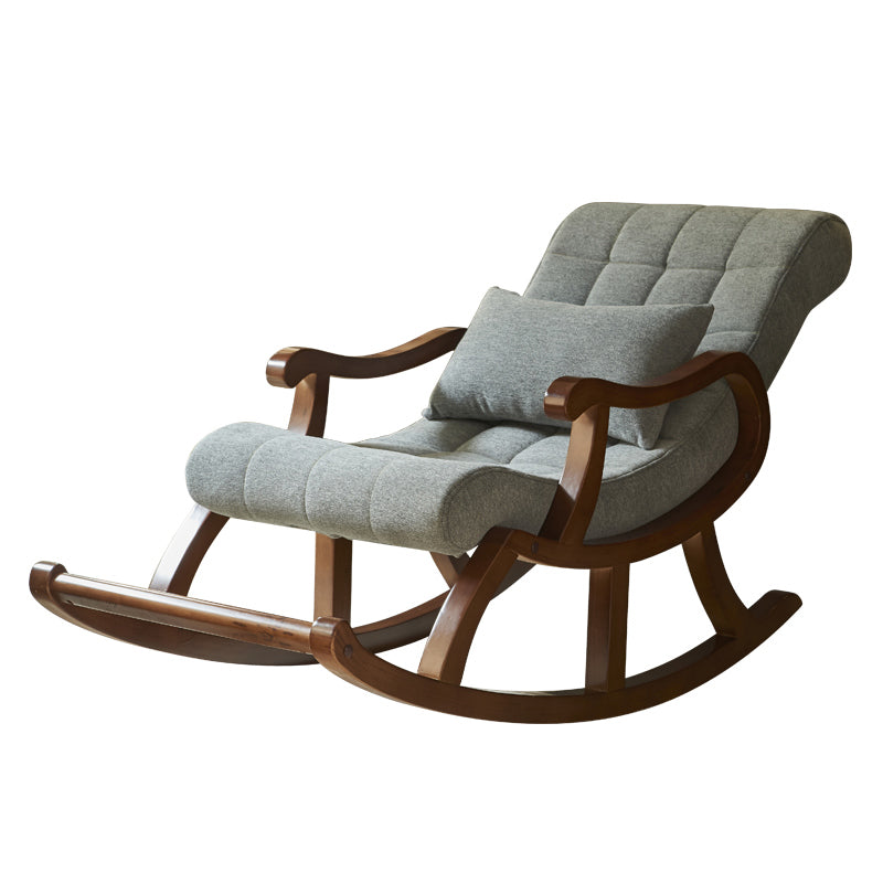 Mid-Century Modern Rocking Chair Fabric Upholstered Tufted Solid Color Porch Rocking Chair