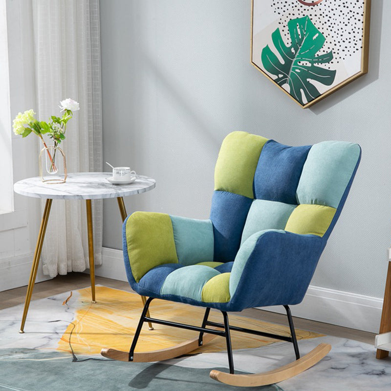 Modern Upholstered Rocking Chair Wingback Rocker Chair for Living Room