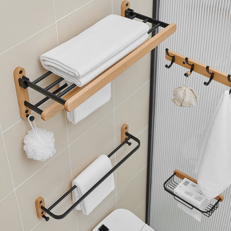 Metal and Wood Bathroom Accessory as Individual or as a Set in Black