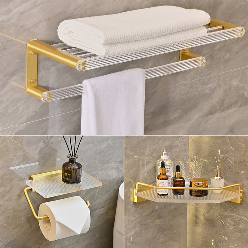 Metal and Acrylic Bathroom Accessory as Individual or as a Set in Gold