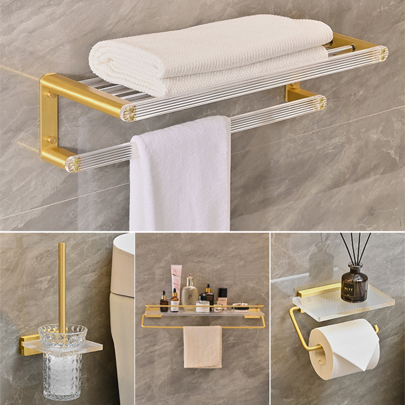 Metal and Acrylic Bathroom Accessory as Individual or as a Set in Gold
