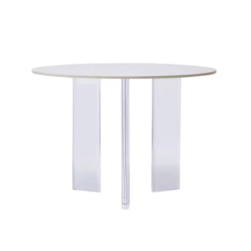 White Stone Dining Table Modern Round Dining Table with Acrylic Legs