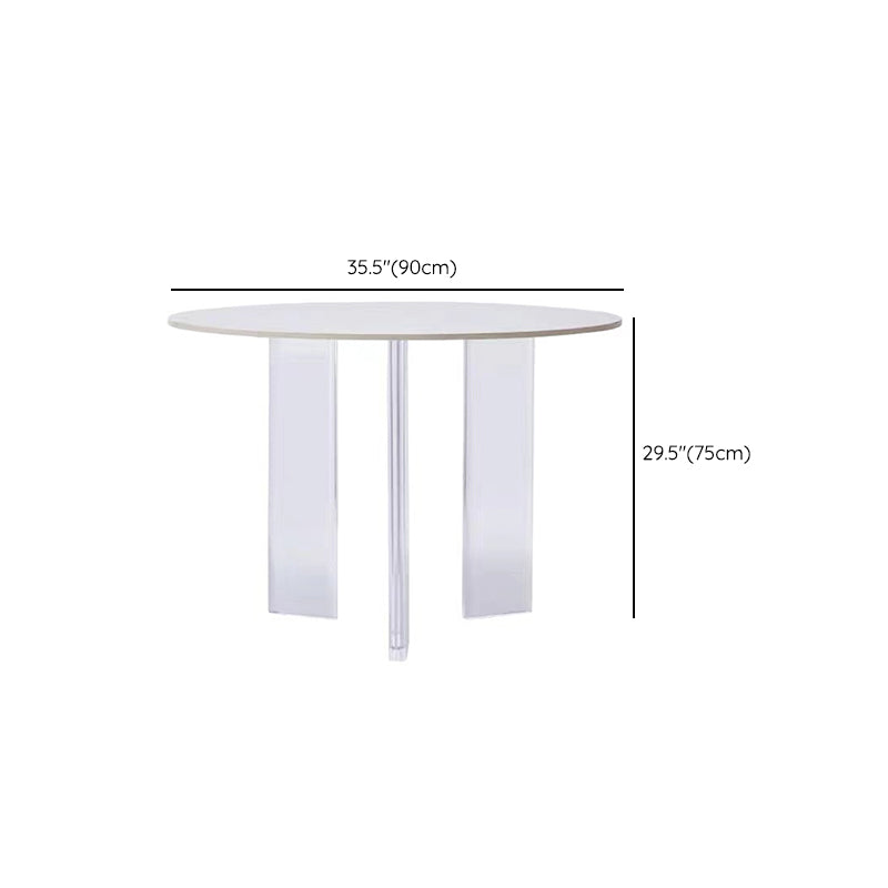 White Stone Dining Table Modern Round Dining Table with Acrylic Legs