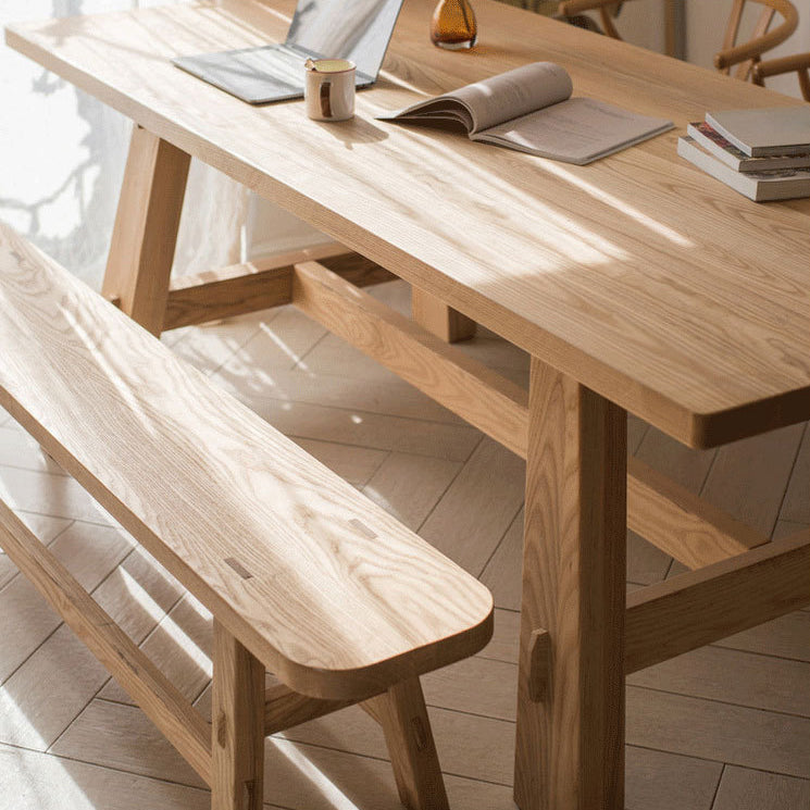 Rectangle Trestle Dining Table Modern Pine Wood Table for Kitchen Use