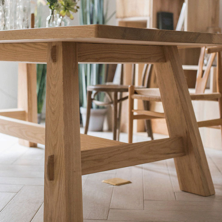 Rectangle Trestle Dining Table Modern Pine Wood Table for Kitchen Use