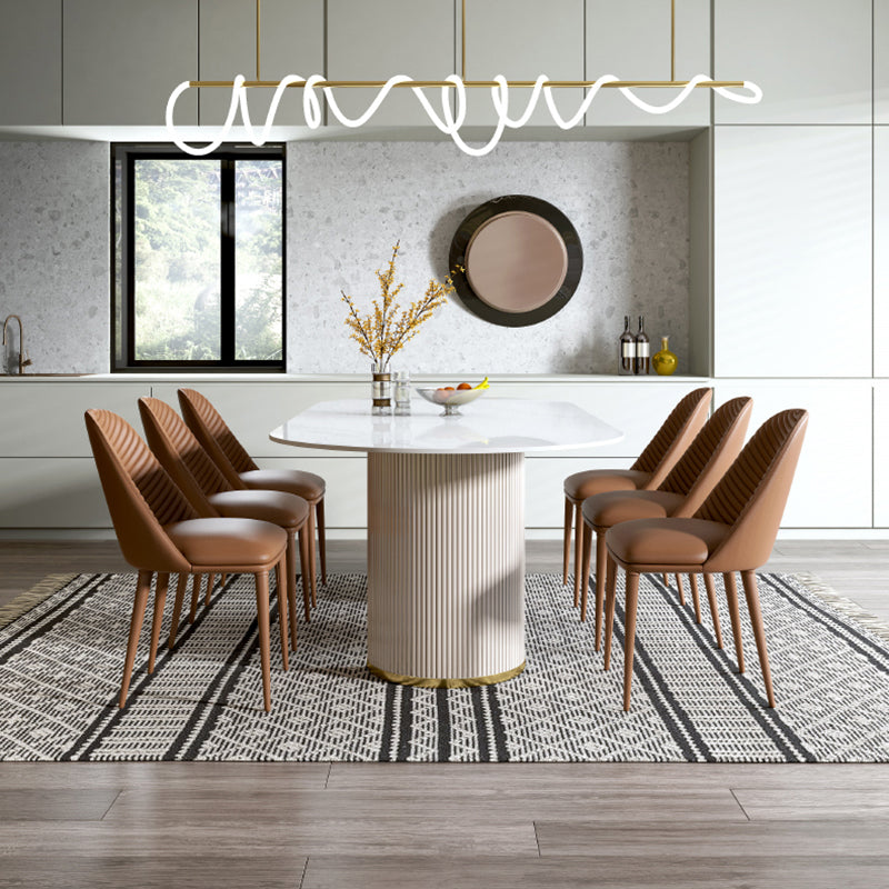 Luxury Oval Dining Table Stone Dining Table with Double Pedestal