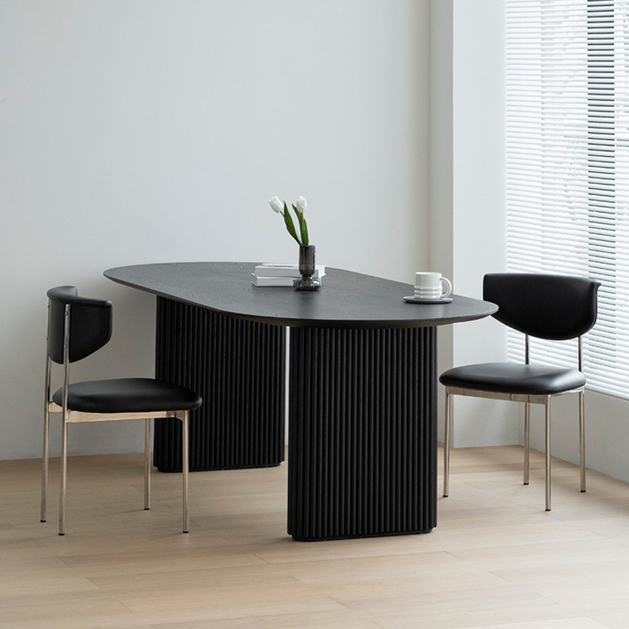 Black Pine Wood Dining Table Contemporary Style Dining Room Table