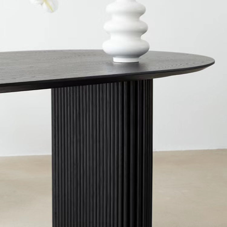 Black Pine Wood Dining Table Contemporary Style Dining Room Table