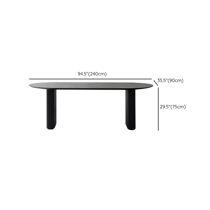 Black Pine Wood Dining Table Contemporary Style Dining Room Table