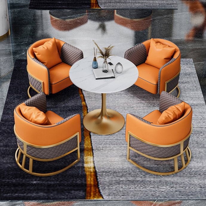 Traditional Luxury Dining Table for Home Round Table with Metal Tulip Base
