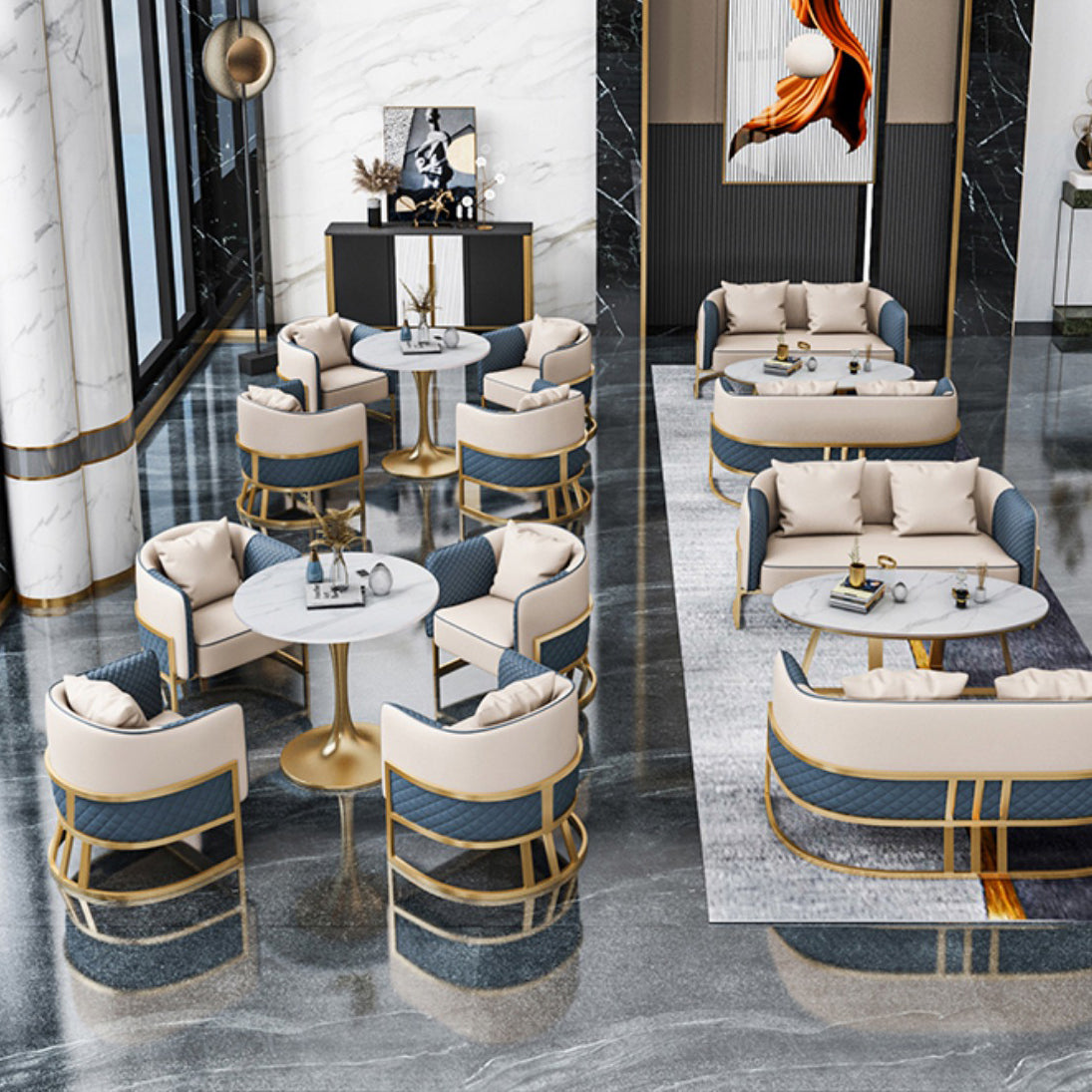 Traditional Luxury Dining Table for Home Round Table with Metal Tulip Base