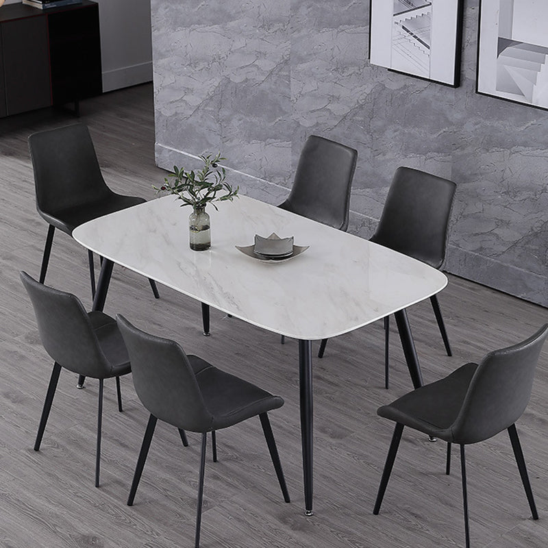 Industrial Style Faux Leather Chair Armless Side Chairs with Metal Legs