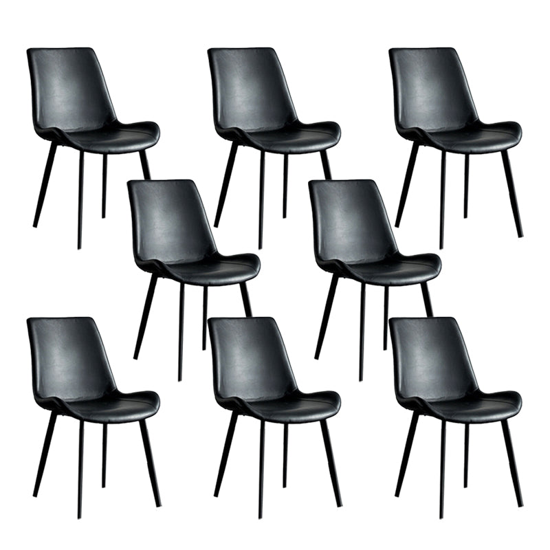 Industrial Style Faux Leather Chair Armless Side Chairs with Metal Legs