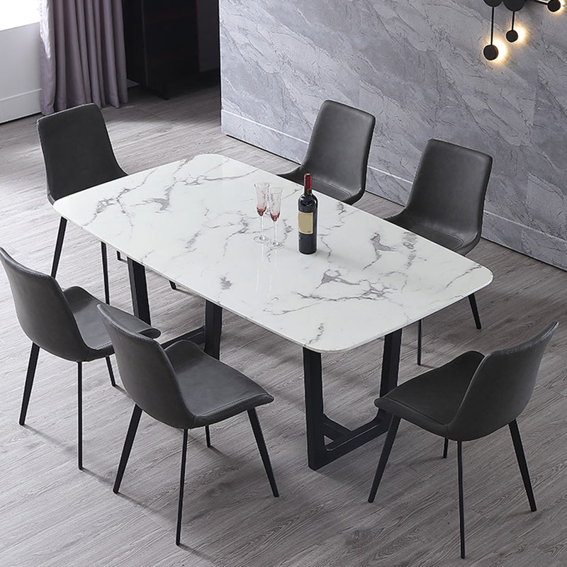 Industrial Style Faux Leather Chair Armless Side Chairs with Metal Legs