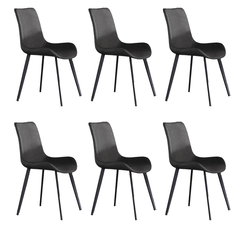Industrial Style Faux Leather Chair Armless Side Chairs with Metal Legs