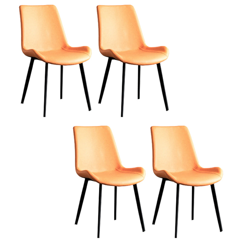 Industrial Style Faux Leather Chair Armless Side Chairs with Metal Legs