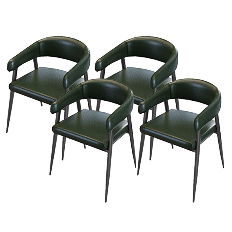 Contemporary Open Back Dining Chairs Upholstered Dining Chairs in Green