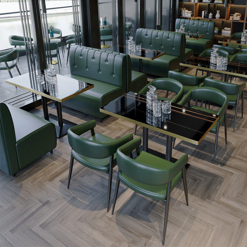 Contemporary Open Back Dining Chairs Upholstered Dining Chairs in Green