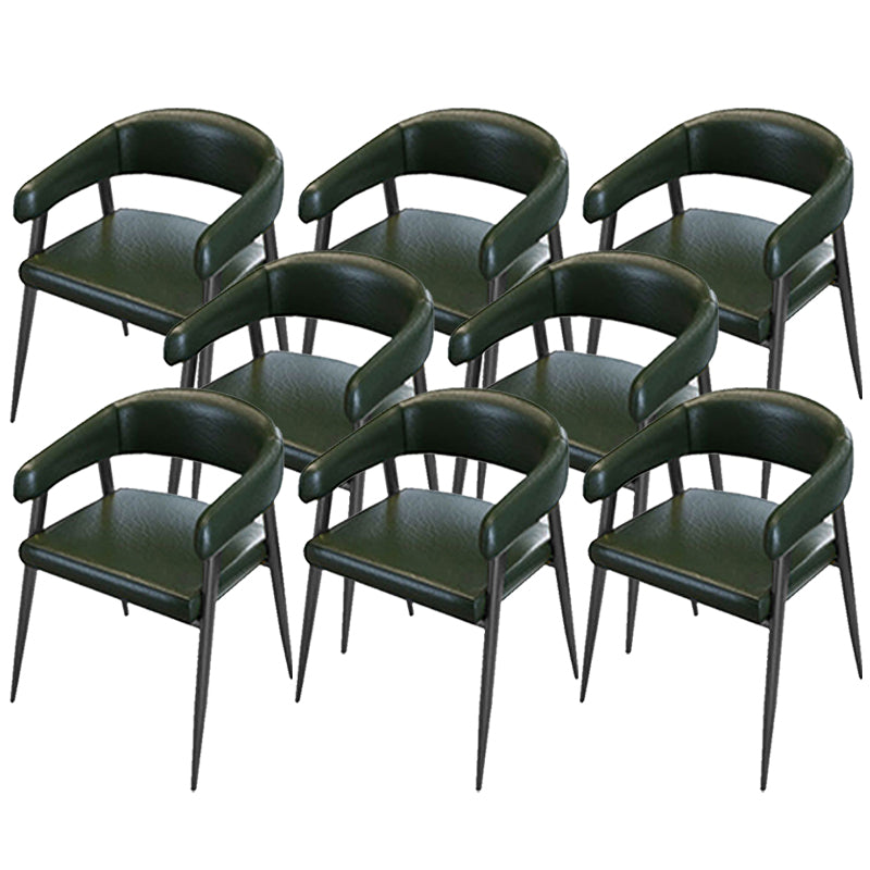 Contemporary Open Back Dining Chairs Upholstered Dining Chairs in Green