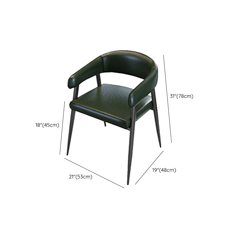 Contemporary Open Back Dining Chairs Upholstered Dining Chairs in Green