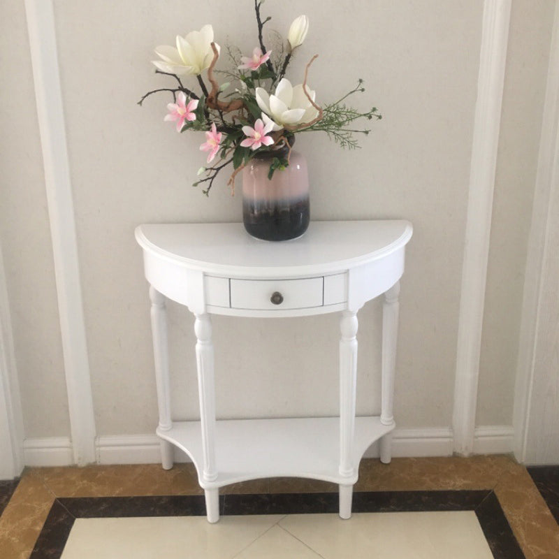 Wood Mid-Century Modern Console Table Half Moon Single Drawer Sofa Table