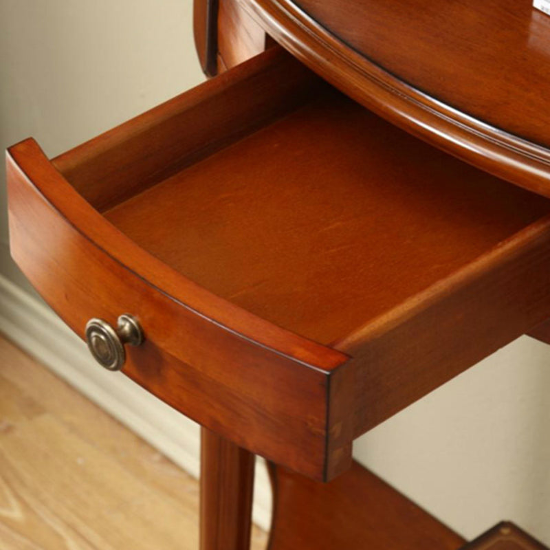 Wood Mid-Century Modern Console Table Half Moon Single Drawer Sofa Table
