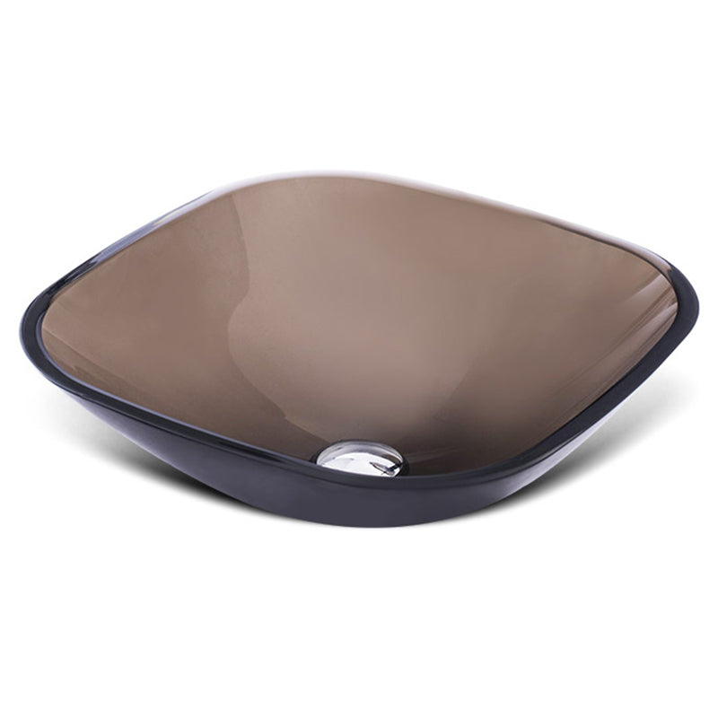 Modern Vessel Sink Oval Glass with Pop-Up Drain and Faucet Vessel Lavatory Sink