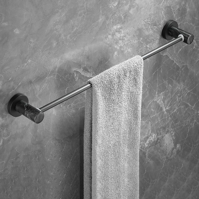 Metal and Marble Bathroom Accessory as Individual or as a Set in Black